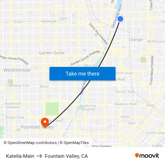Katella-Main to Fountain Valley, CA map