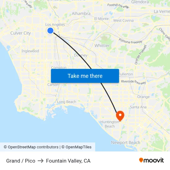 Grand / Pico to Fountain Valley, CA map