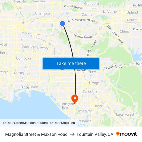 Magnolia Street & Maxson Road to Fountain Valley, CA map