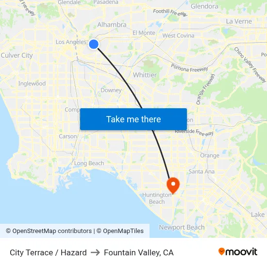City Terrace / Hazard to Fountain Valley, CA map