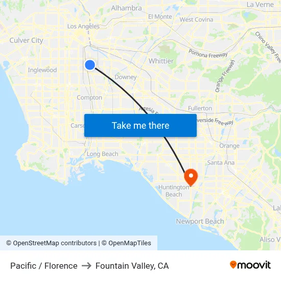 Pacific / Florence to Fountain Valley, CA map