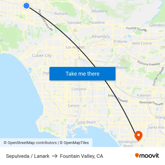 Sepulveda / Lanark to Fountain Valley, CA map