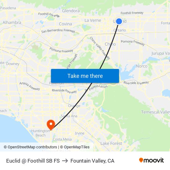 Euclid @ Foothill SB FS to Fountain Valley, CA map