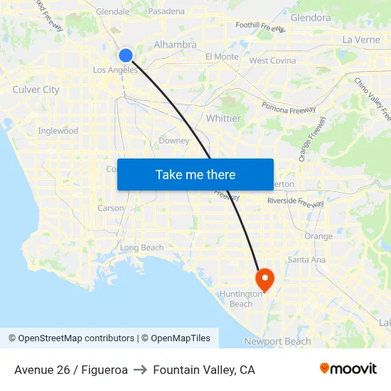 Avenue 26 / Figueroa to Fountain Valley, CA map