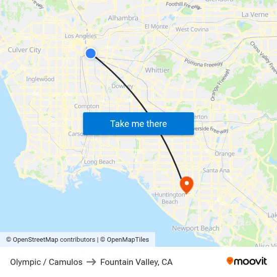 Olympic / Camulos to Fountain Valley, CA map
