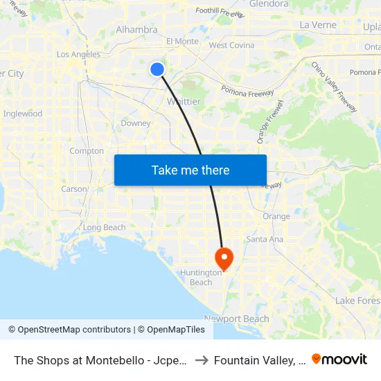 The Shops at Montebello - Jcpenney to Fountain Valley, CA map