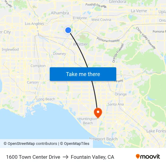 1600 Town Center Drive to Fountain Valley, CA map