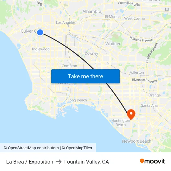 La Brea / Exposition to Fountain Valley, CA map