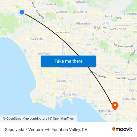 Sepulveda / Ventura to Fountain Valley, CA map