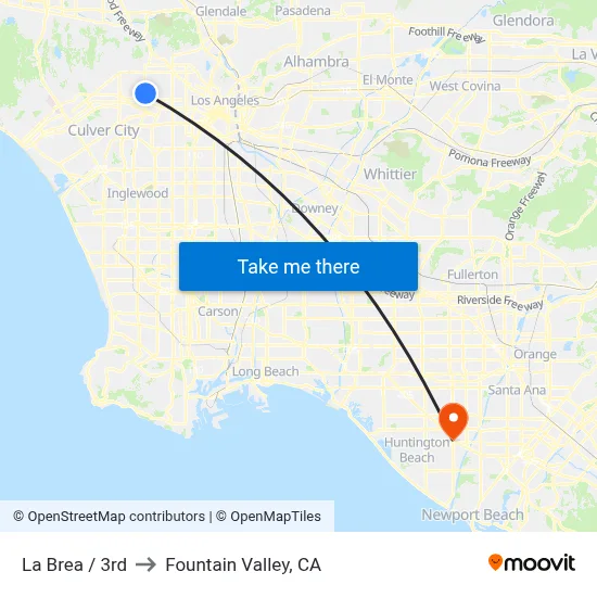 La Brea / 3rd to Fountain Valley, CA map