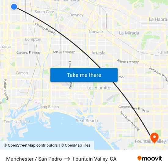 Manchester / San Pedro to Fountain Valley, CA map