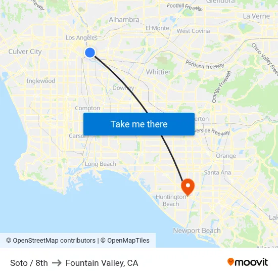 Soto / 8th to Fountain Valley, CA map
