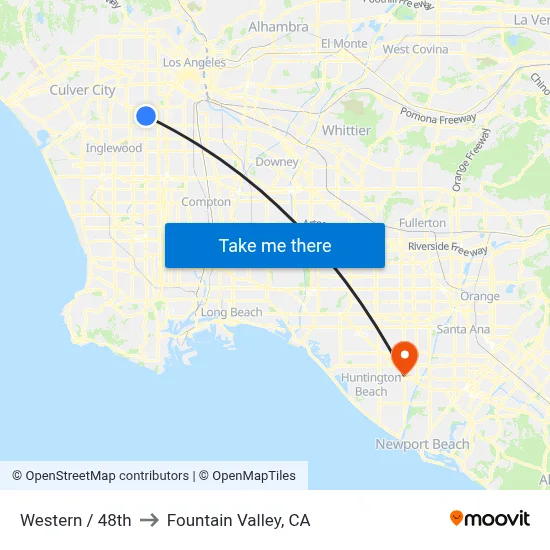 Western / 48th to Fountain Valley, CA map