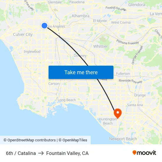 6th / Catalina to Fountain Valley, CA map
