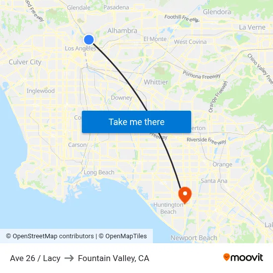Ave 26 / Lacy to Fountain Valley, CA map
