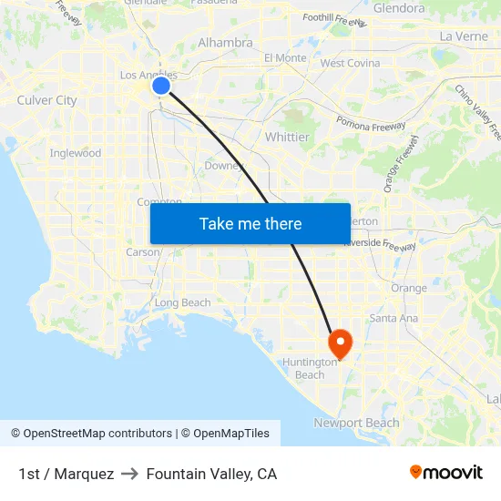 1st / Marquez to Fountain Valley, CA map