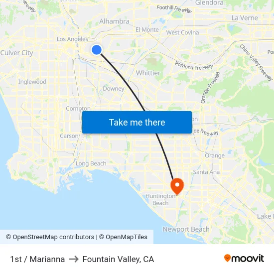 1st / Marianna to Fountain Valley, CA map