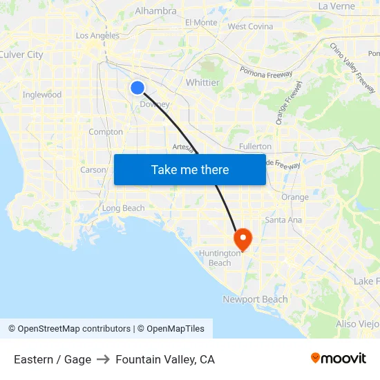 Eastern / Gage to Fountain Valley, CA map