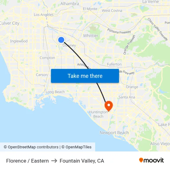 Florence / Eastern to Fountain Valley, CA map