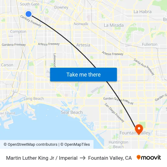 Martin Luther King Jr / Imperial to Fountain Valley, CA map