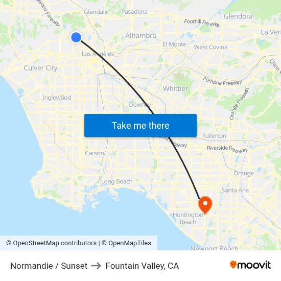 Normandie / Sunset to Fountain Valley, CA map