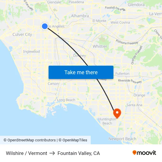 Wilshire / Vermont to Fountain Valley, CA map