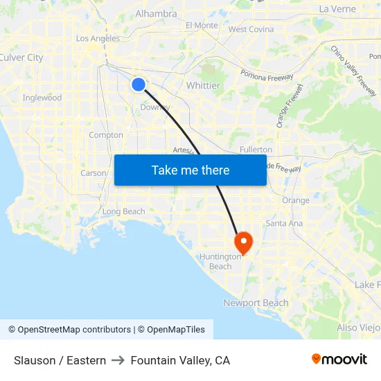Slauson / Eastern to Fountain Valley, CA map