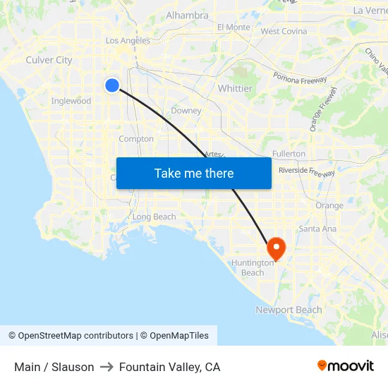 Main / Slauson to Fountain Valley, CA map