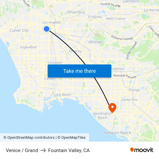 Venice / Grand to Fountain Valley, CA map