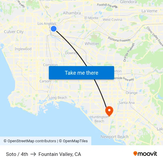 Soto / 4th to Fountain Valley, CA map