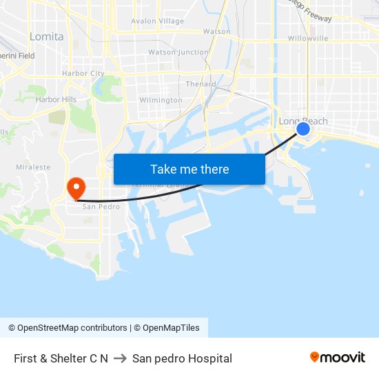 First & Shelter C N to San pedro Hospital map