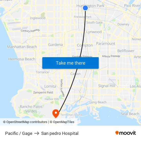 Pacific / Gage to San pedro Hospital map