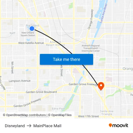 Disneyland to MainPlace Mall map
