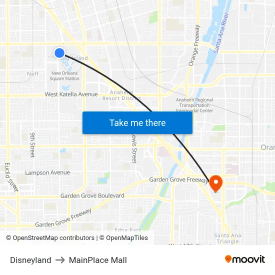 Disneyland to MainPlace Mall map