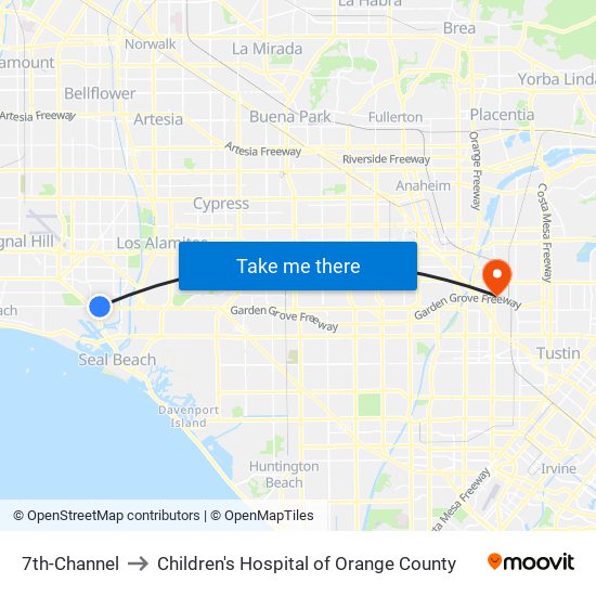 7th-Channel to Children's Hospital of Orange County map