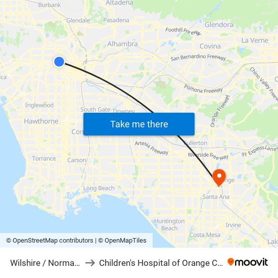 Wilshire / Normandie to Children's Hospital of Orange County map