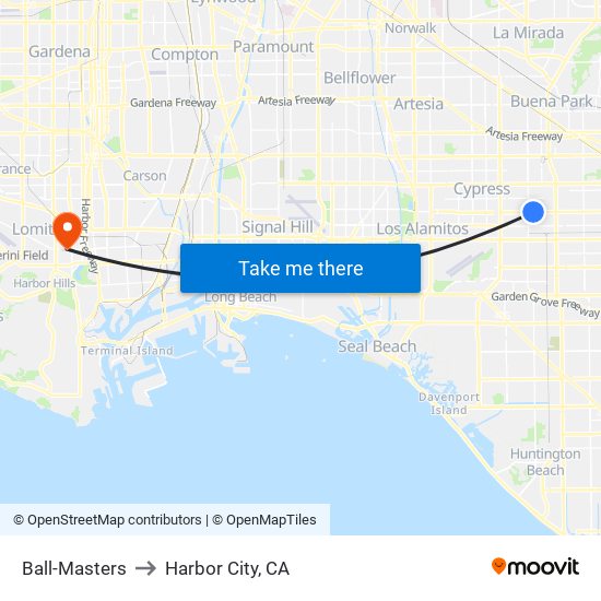 Ball-Masters to Harbor City, CA map