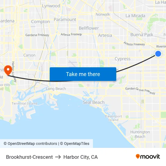 Brookhurst-Crescent to Harbor City, CA map