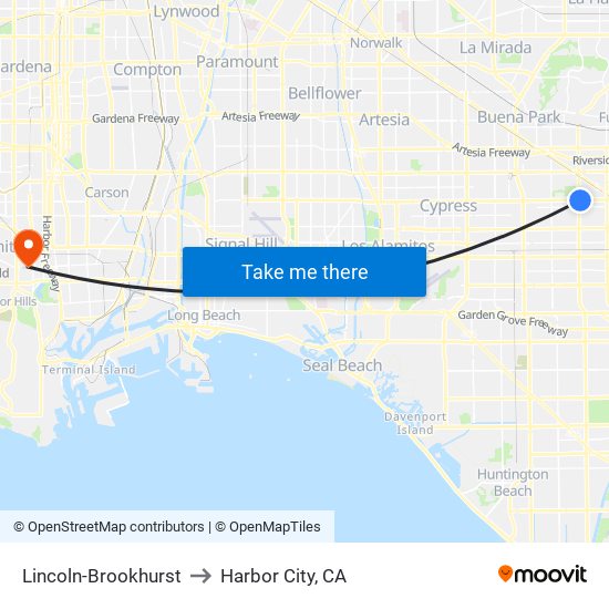 Lincoln-Brookhurst to Harbor City, CA map