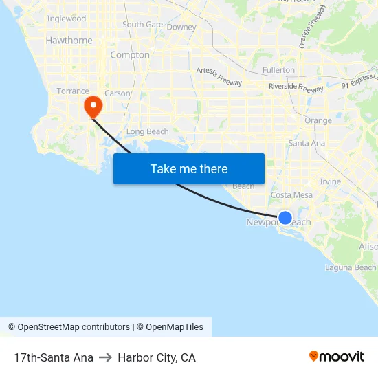 17th-Santa Ana to Harbor City, CA map
