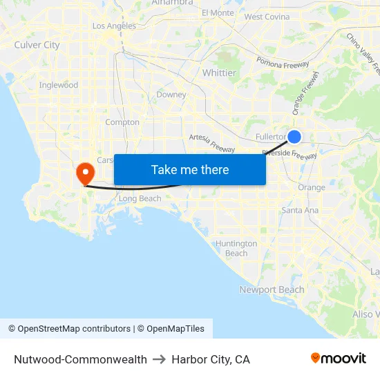Nutwood-Commonwealth to Harbor City, CA map