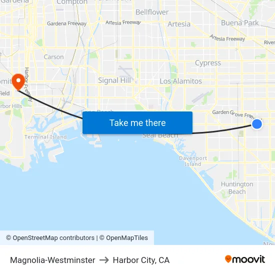 Magnolia-Westminster to Harbor City, CA map