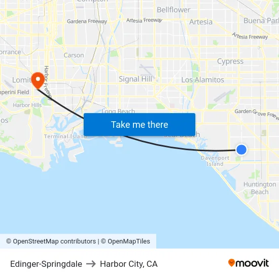 Edinger-Springdale to Harbor City, CA map