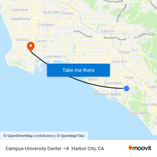 Campus-University Center to Harbor City, CA map