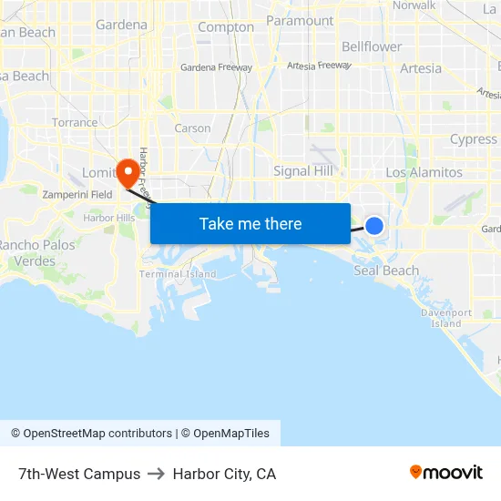 7th-West Campus to Harbor City, CA map