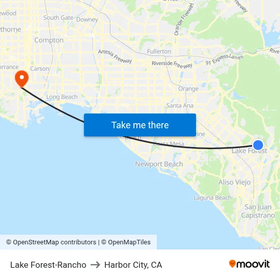 Lake Forest-Rancho to Harbor City, CA map