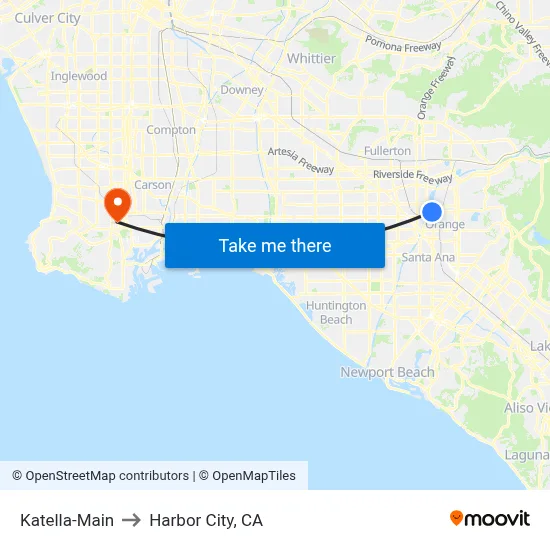 Katella-Main to Harbor City, CA map