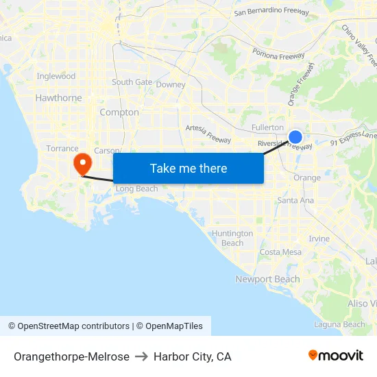 Orangethorpe-Melrose to Harbor City, CA map