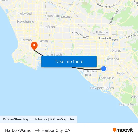 Harbor-Warner to Harbor City, CA map