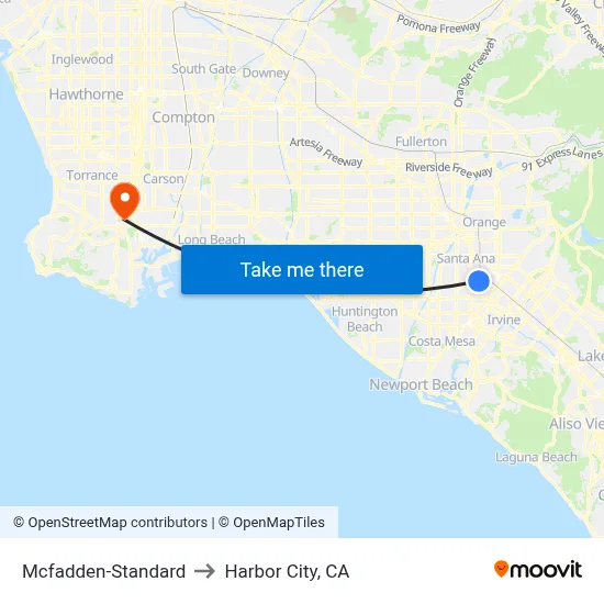 Mcfadden-Standard to Harbor City, CA map
